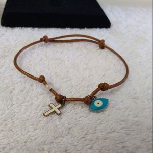 3/$10 ⭐ Greek Evil Eye Protective Religious Unisex Adjustable Bracelet w Cross